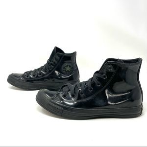 Converse Black patent leather Chuck Taylor High Tops Size 8/39